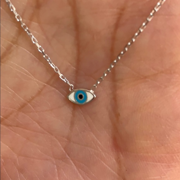 Jewelry - Dainty Sterling silver Evil Eye Necklace 18” 1pc